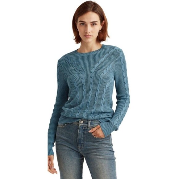 Ralph Lauren Cable-Knit Sweater Top Women's XXL 2XL Blue Lightweight Soft NEW - Picture 11 of 14